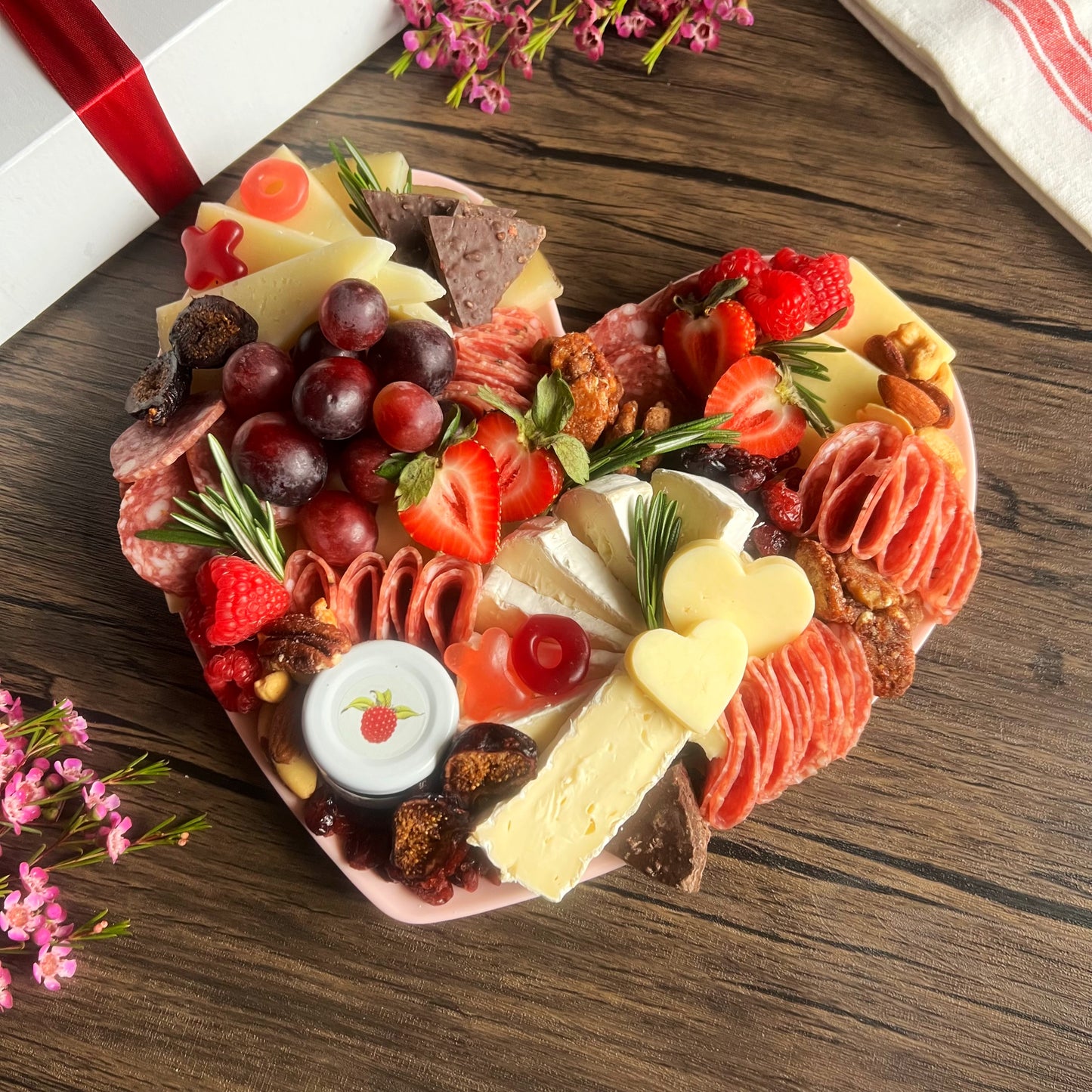 Valentine's Heart Cheese and Charcuterie Board